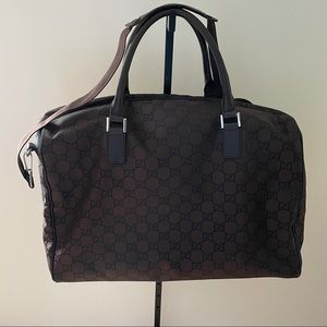 Gucci Duffle Luggage Canvas Brown Signature